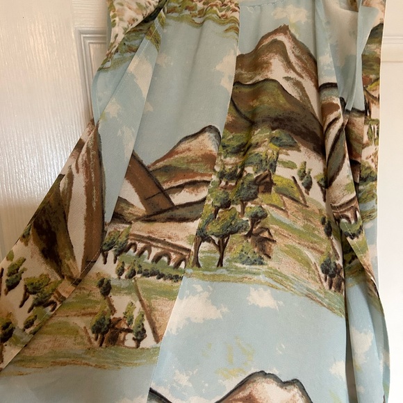 Reformation Dietrich Dress Size 2 Landscape Print Mountains Slip Backless - Picture 11 of 13